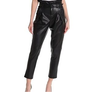 Blank NYC Paperbag Waist Vegan Leather Pants Size 28 No Belt New With Tags